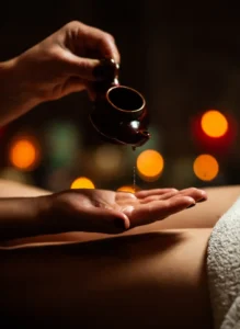 oil dripping in a massage session