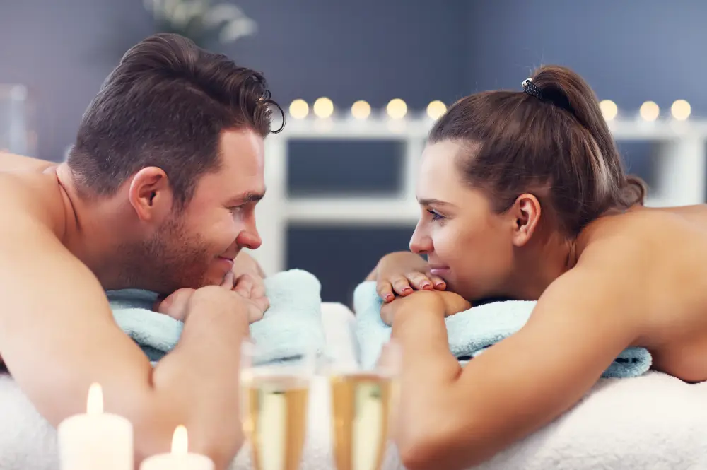 happy couple after massage